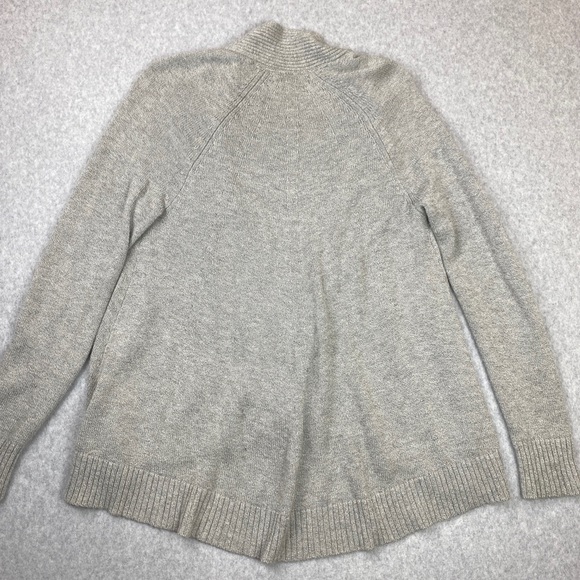 Banana Republic Gray Wool Blend Open Cardigan Long Sleeve Faux Leather Pockets S - Picture 3 of 5